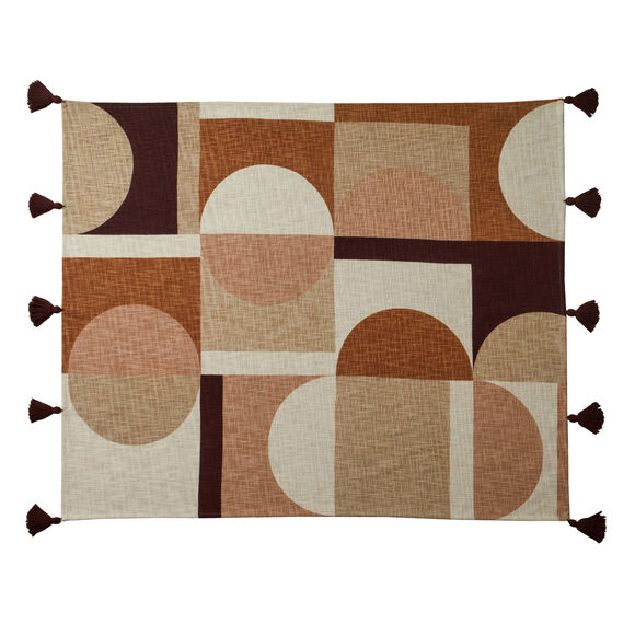 Plaid imprim&eacute; g&eacute;om&eacute;trique (taupe)