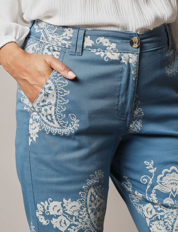 Pantalon imprim&eacute; cachemire (bleu gris&eacute;)