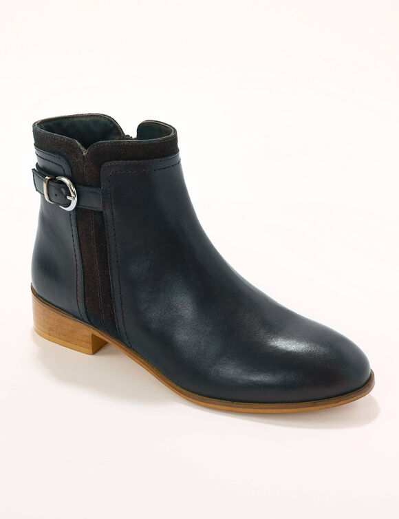 Platte boots in leer (marine)