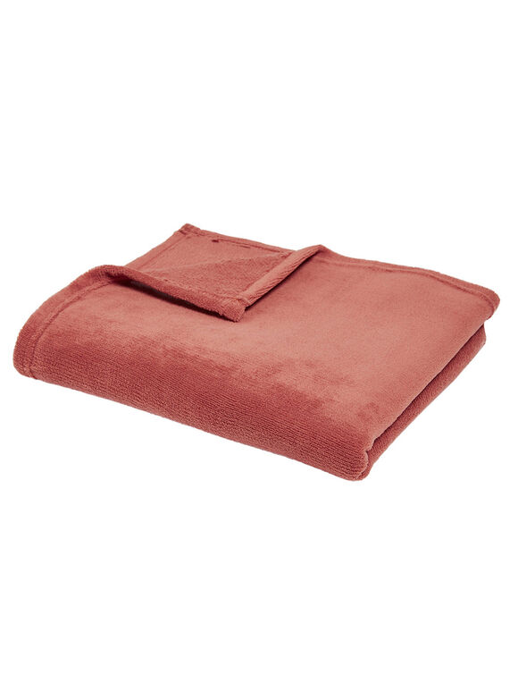 Plaid polar fleece met pluche gevoel (terracotta)