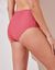 Maxi zwemslip met hoge taille, in honingraattricot, Vilorio (DONKERROZE)