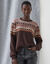 Pull col rond motif jacquard, toucher doux  (chocolat / rose)