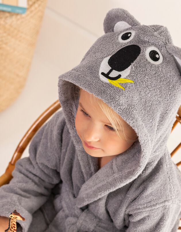 Badjas voor kinderen, koala, in katoenen badstof - 340 g/m2 (grijs)