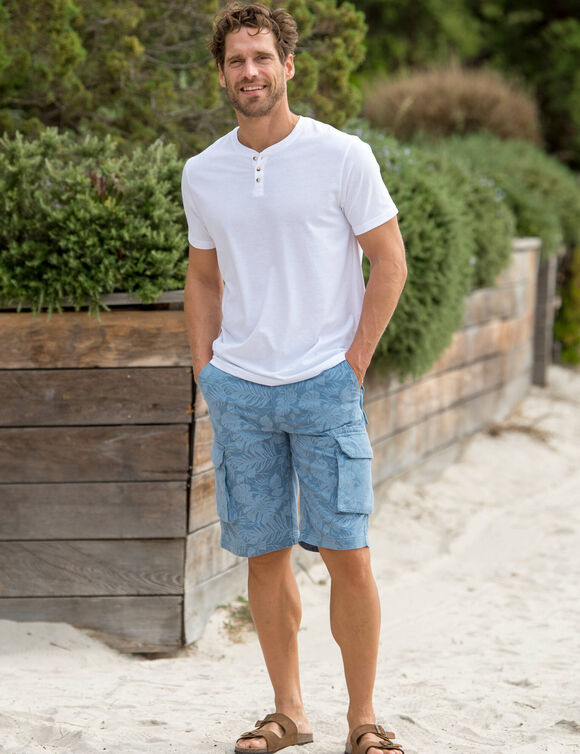 T-shirt uni col tunisien (blanc)