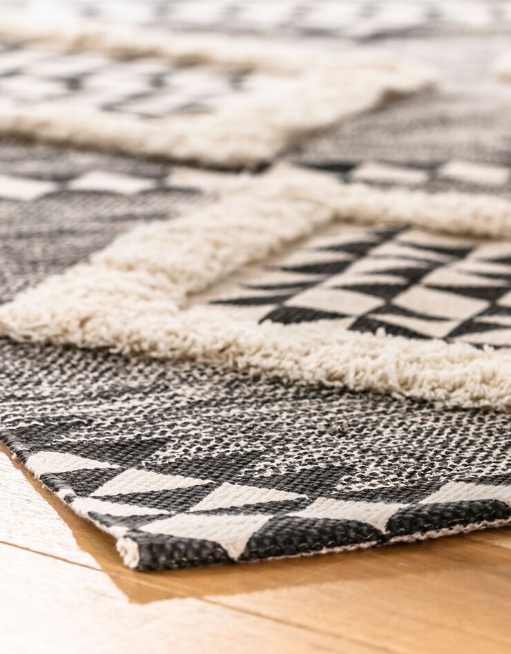 Ontvanger helpen pijn doen Getuft tapijt met print Eko, zwart/naturel, zwart/naturel | Blancheporte