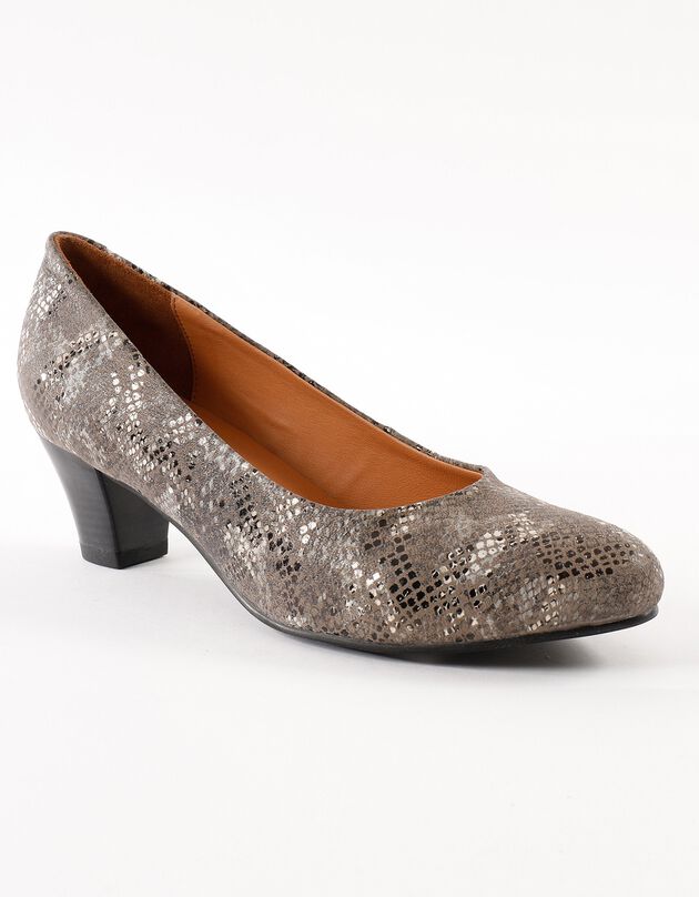 Escarpins en cuir - effet python (gris)