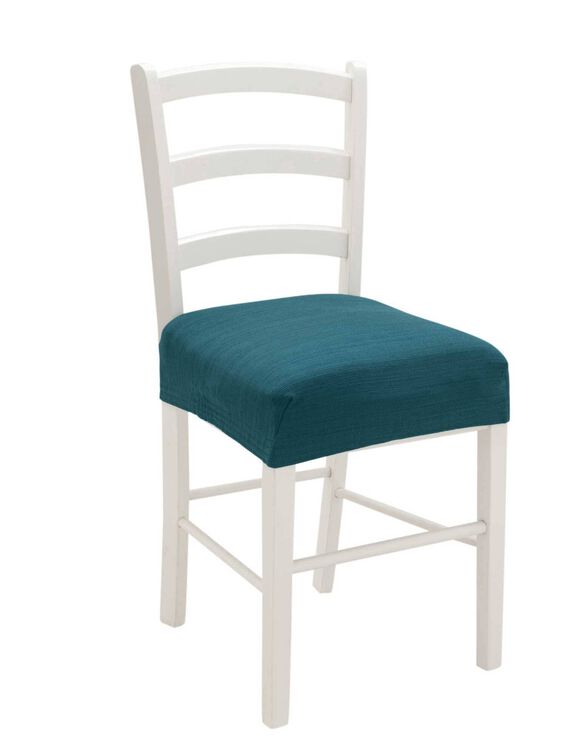 Housse chaise unie extensible - housse int&eacute;grale ou assise seule (bleu canard)