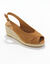 Sandalen met sleehak in koord en open neus (karamel)