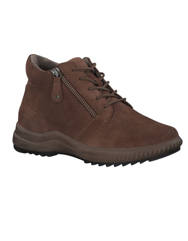 Bottines met bovenwerk in splitleer - comfortbreedte (bruin)