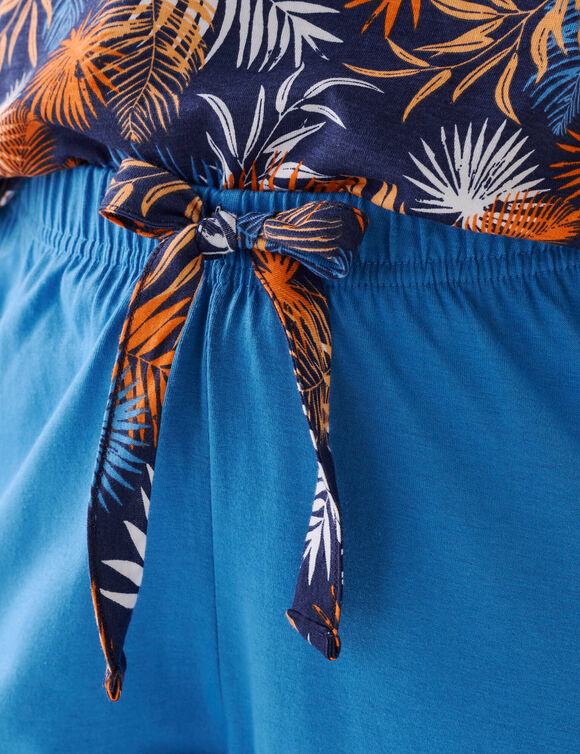 Pantacourt de pyjama en coton - uni tropical (bleu clair)