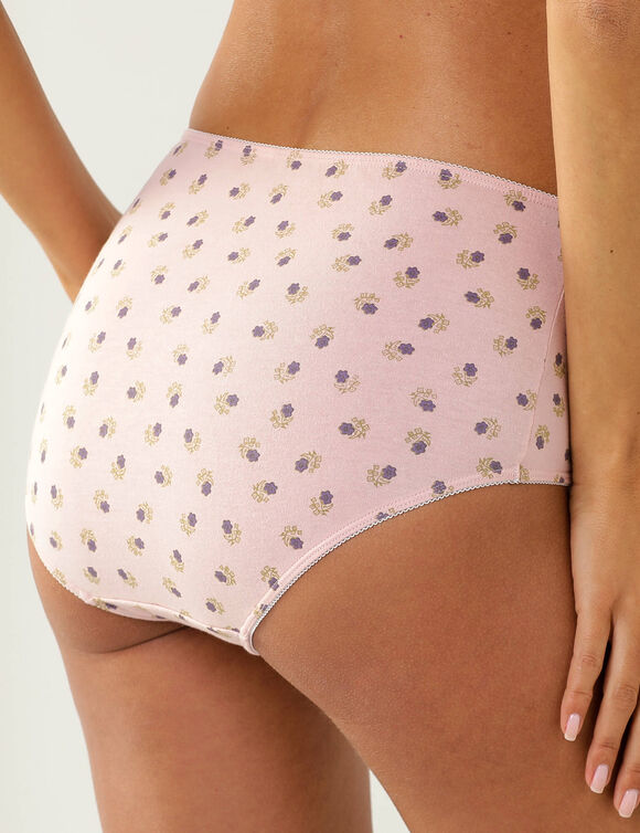 Katoenen slipje in maxi-vorm met &bdquo;Indiase bloemen&ldquo;-motieven &ndash; Set van 4 (roze)