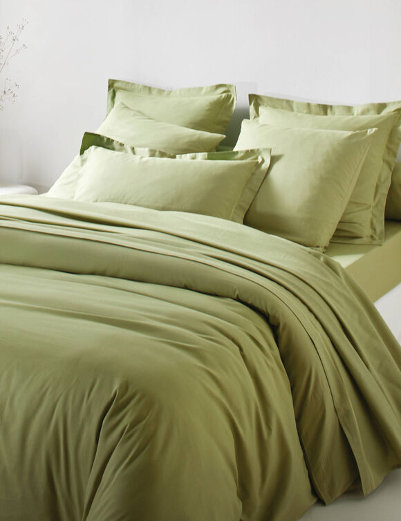 Effen bedlinnen in katoen (olijfgroen)