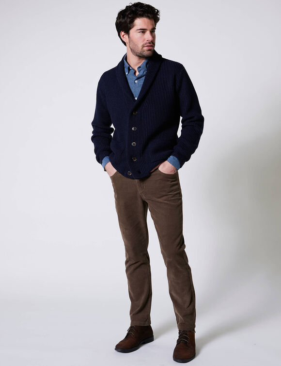Pantalon 5 poches velours élastiqué côtés - entrej. 77 cm (taupe)