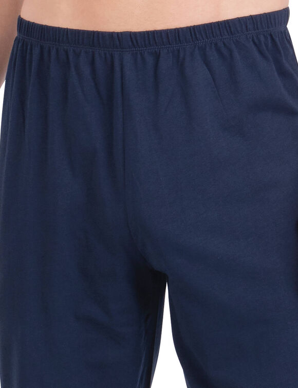 Pyjama pantalon bicolore Athena, manches longues, coton (sable / marine)