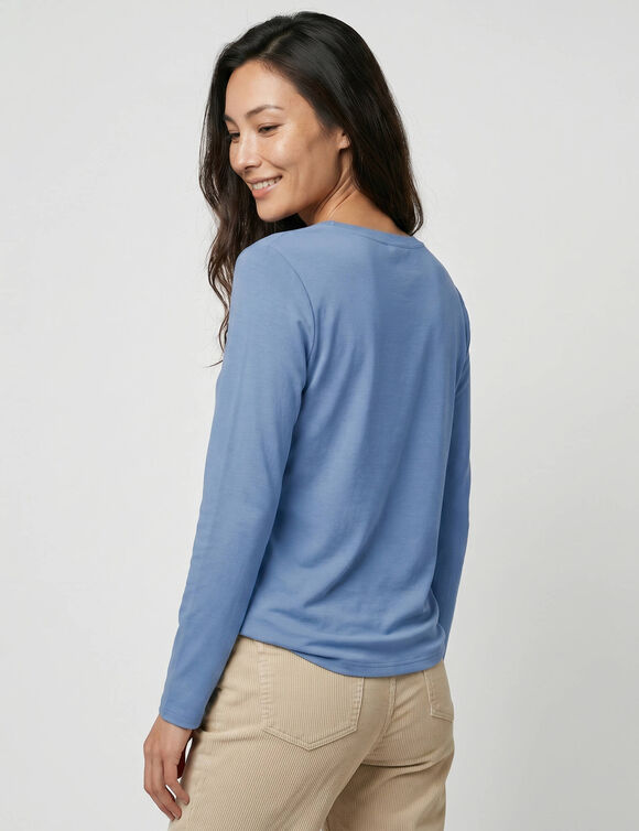 T-shirt uni col rond stretch (bleu gris&eacute;)