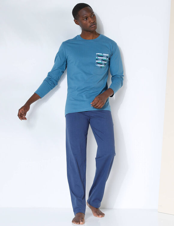 Pyjama-T-shirt met lange mouwen, blauw (blauw)