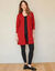 Gilet long porter ouvert, col V (rouge)