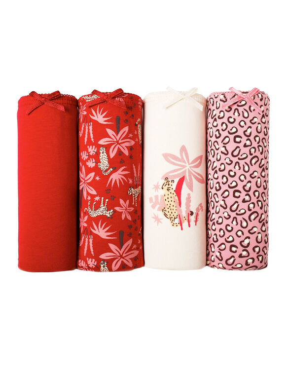 Maxi-slip van stretchkatoen met &bdquo;panter&ldquo;-bedrukking &ndash; set van 4 (rood)