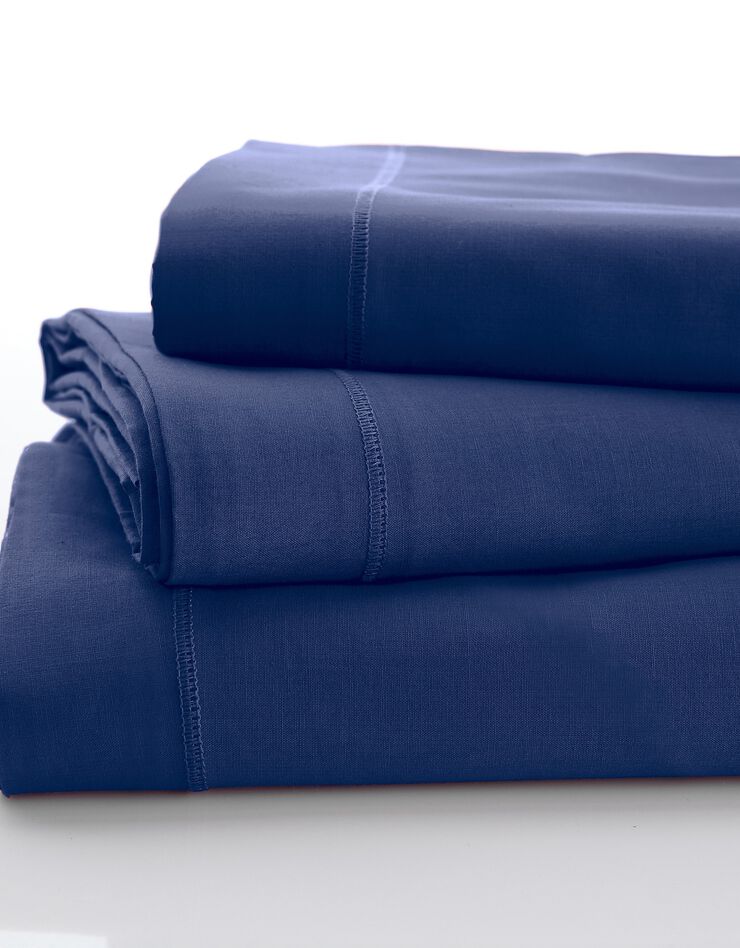 Linge de lit uni coton (marine)
