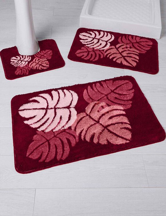 Tapis de bain motif jungle (prune)