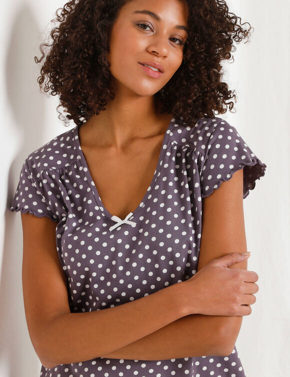 Pyjama short imprimé pois (gris anthracite)