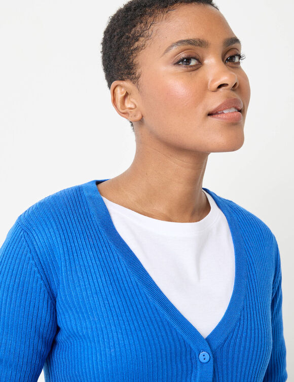 Gilet boléro, maille côtelée (bleu vif)