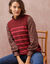 Pull sans manches ray&eacute;, maille anglaise (bordeaux / rose)