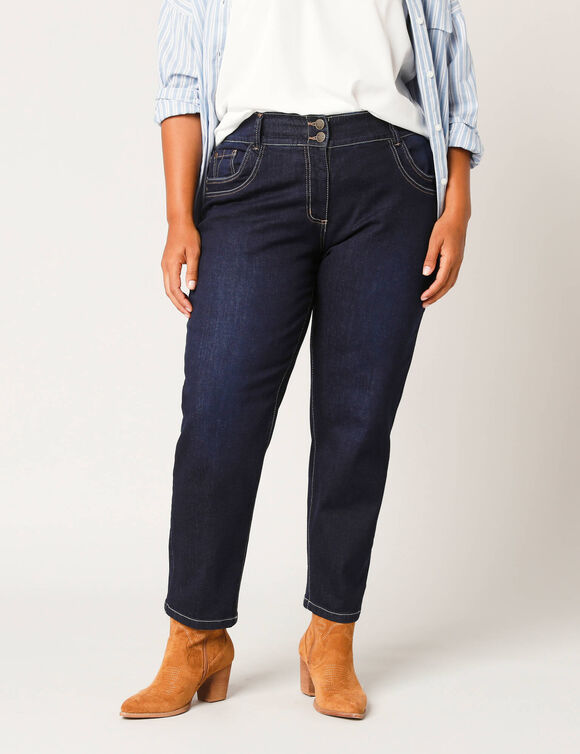 Jean mom taille &eacute;lastiqu&eacute;e (dark blue)
