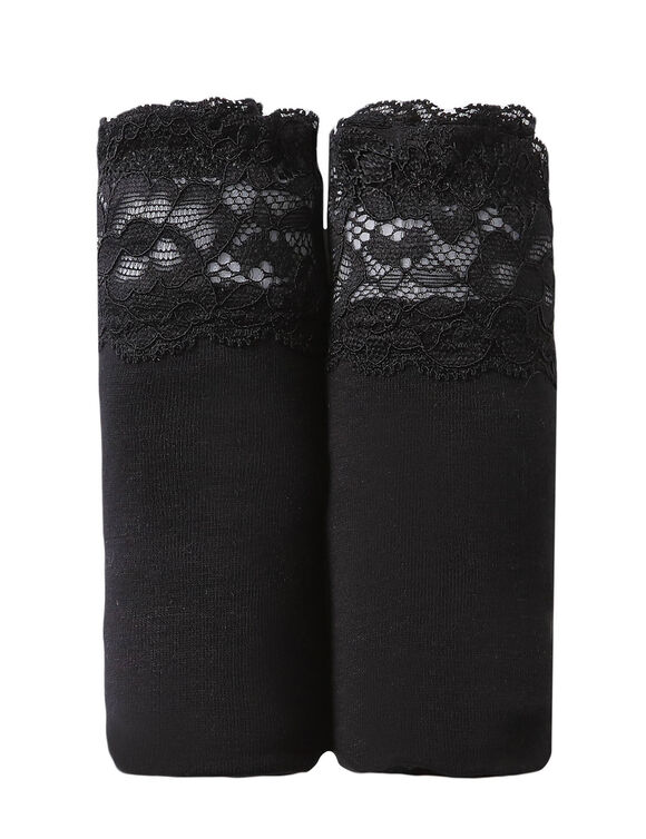 Culotte supermaxi coton stretch ceinture dentelle - lot de 2 (noir)