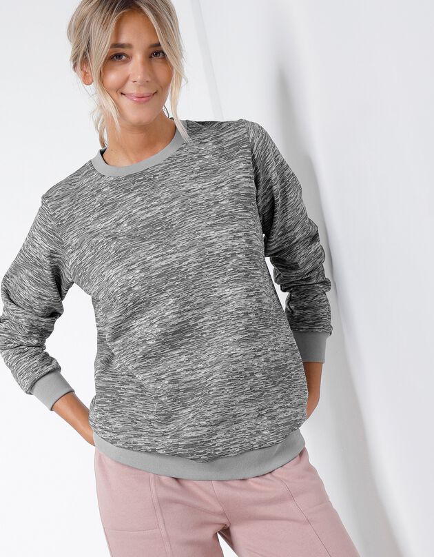 Sweat molleton imprimé, effet chiné (gris chiné)