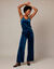 Ruime fluweelbroek met elastische tailleband (gletsjerblauw)