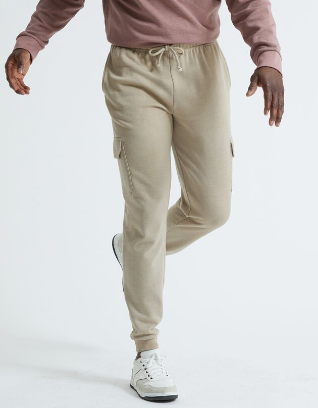 Pantalon molleton cargo (beige)