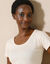 Effen T-shirt met korte mouwen en ronde hals in biokatoen(**) (beige)