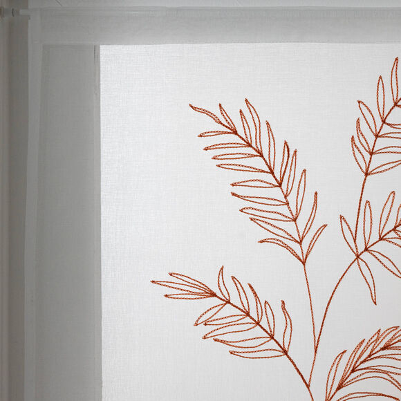 Vitrage voile brodé grandes feuilles - la paire (terracotta)