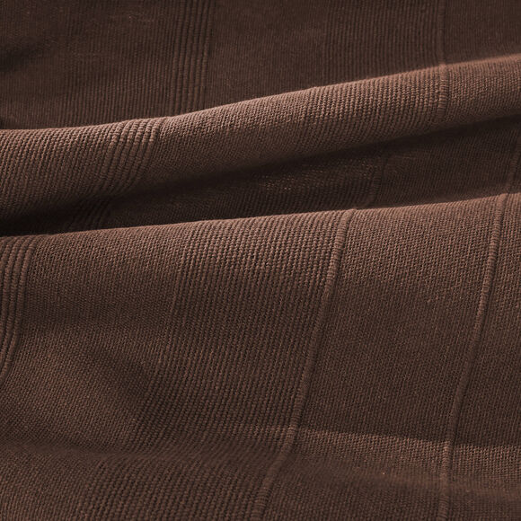 Plaid of sprei, effen katoen met artisanaal weefsel (chocolade)
