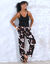 Ruime, elastische broek, XXL-print (zwart / wit)