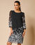 Hoesjurk, voile met bloemenprint (zwart / grijs)