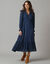 Lange bohemian jurk, crepon en glansdraad (marine)