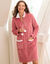 Robe de chambre maille polaire (rose / &eacute;cru)