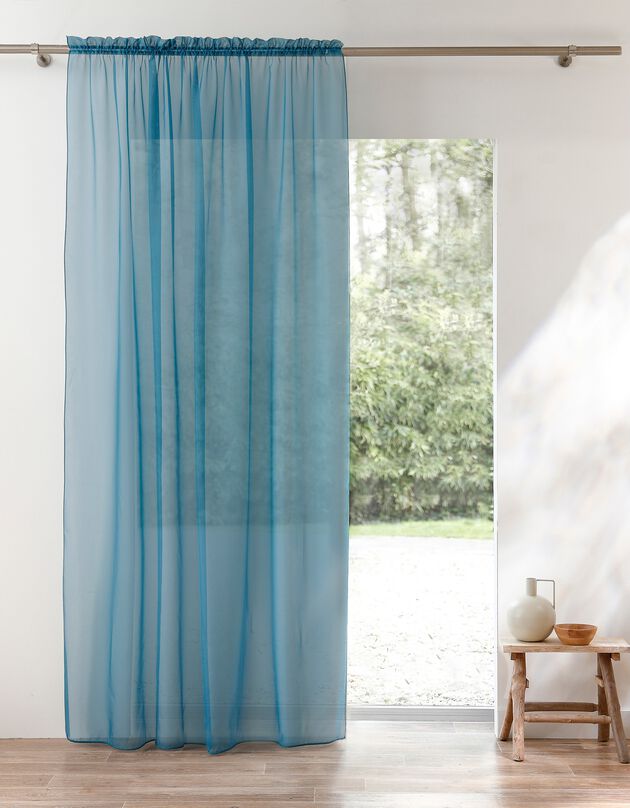 Panneau voile uni finition galon fronceur (bleu canard)