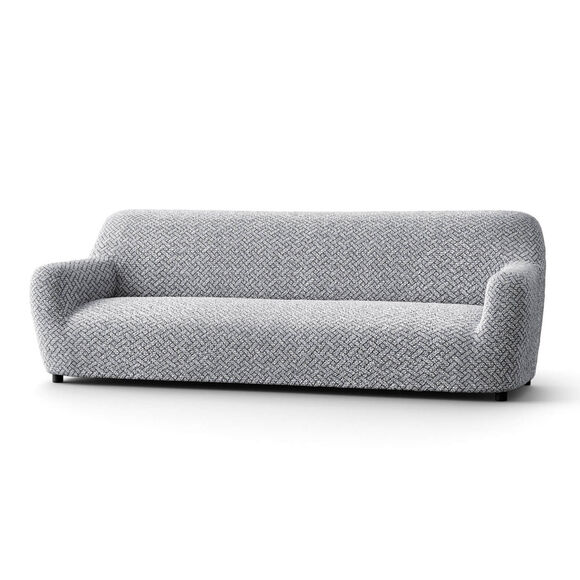 Housse bi-extensible microfibre gaufrée graphique pour fauteuil et canapé (gris)