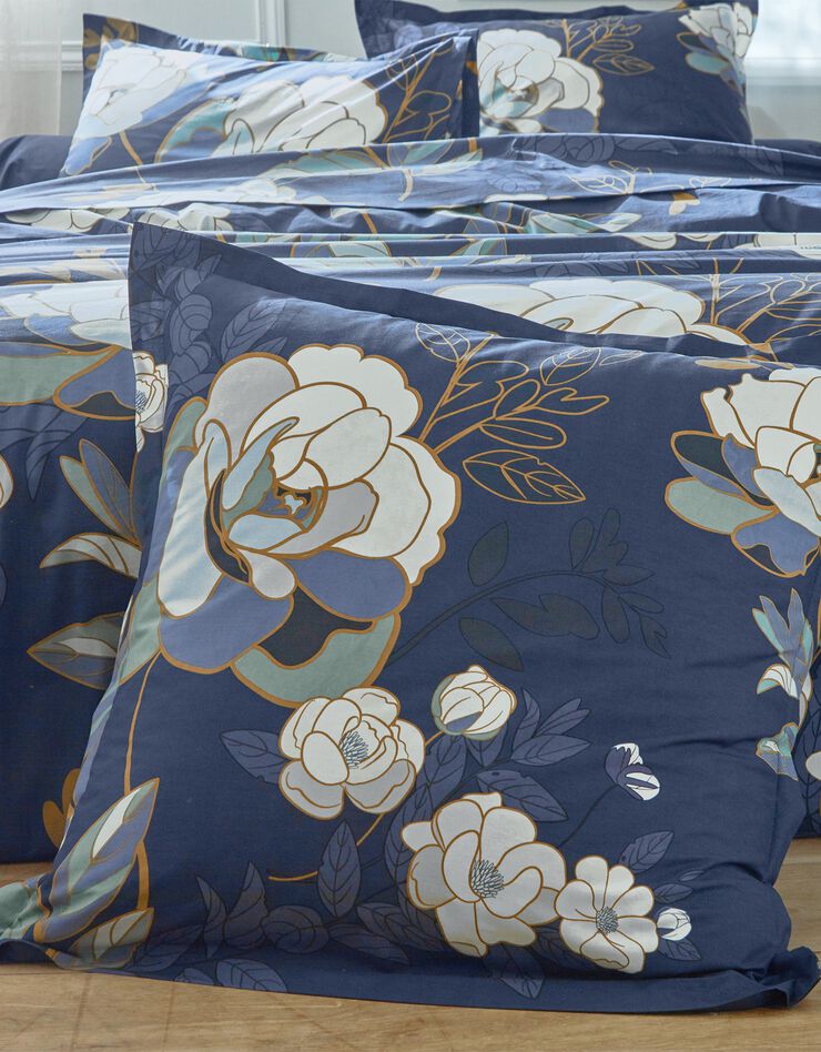 Linge de lit Louise imprimé floral – percale coton, bleu, hi-res image number 1