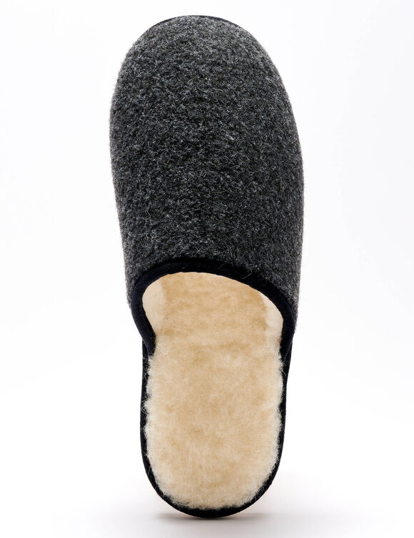 Mules silencieuses unies fourr&eacute;es laine (anthracite)