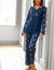 Pyjamabroek met bloemenprint - puur katoen (marine)