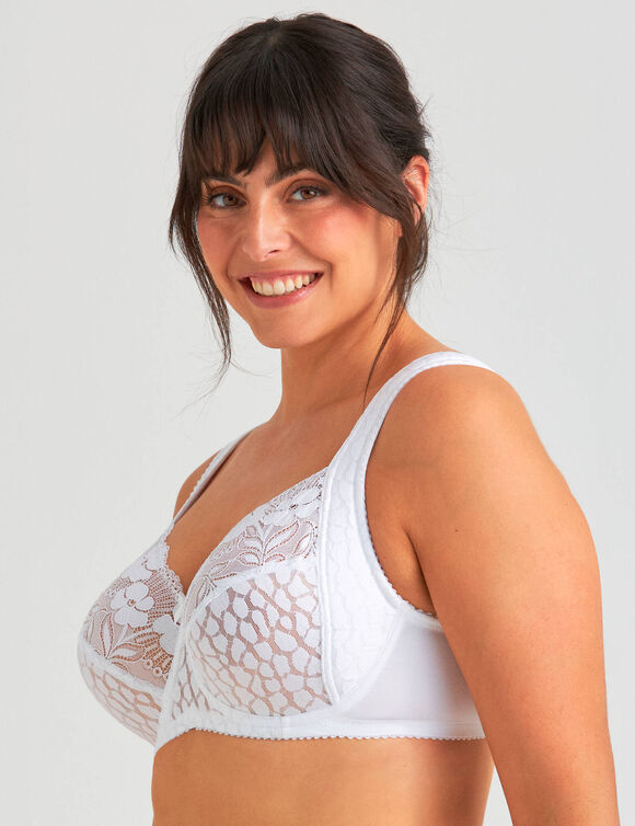 Soutien-gorge embo&icirc;tant jacquard et dentelle - avec armatures (blanc)