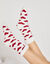 Chaussettes fourrées motif "coeurs" - la paire (ecru / rood)