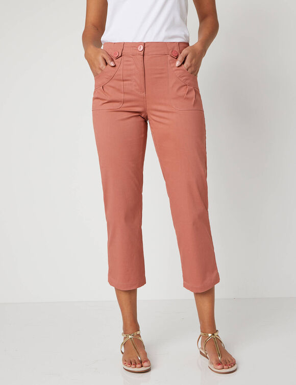 Pantacourt droit stretch (rose th&eacute;)