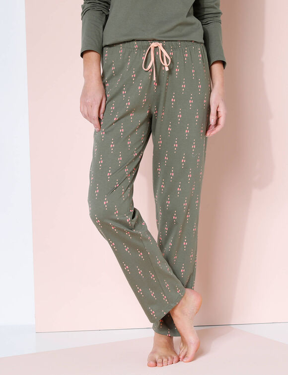 Pantalon pyjama imprimé "Bohème" (kaki)