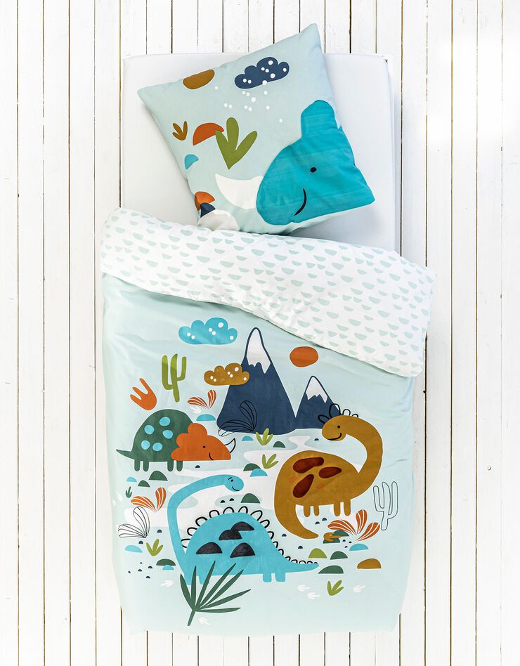Bedlinnenset Dinosaurus met reliëf - katoen (blauw)