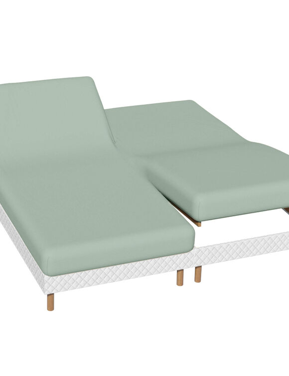 Drap-housse uni sommier articul&eacute; flanelle 160 g/m&sup2; - bonnet 26 cm (vert amande)